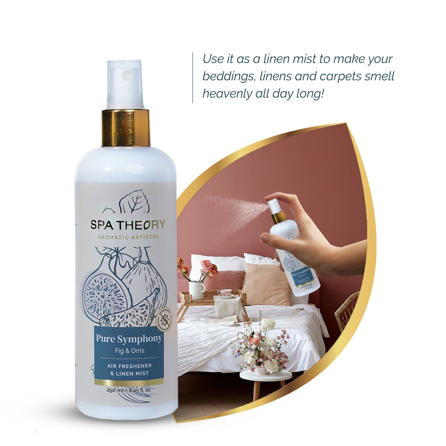 SpaTheory Pure Symphony Fig & Orris air freshener and linen mist bottle