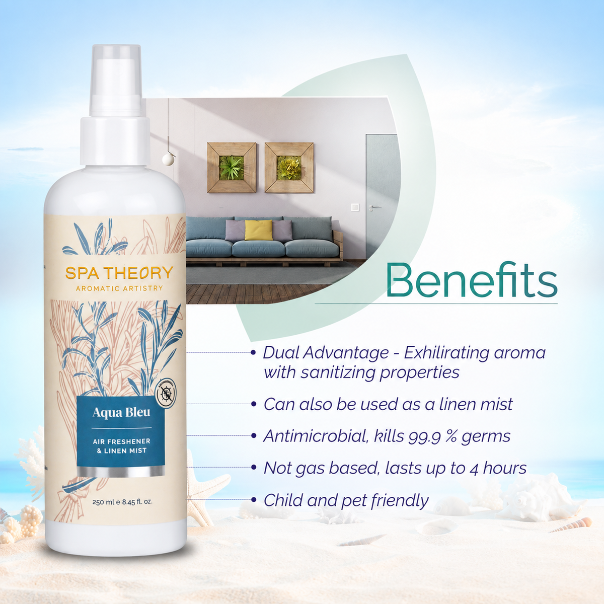 Aqua Bleu Rosemary & Lavender Air Freshener & Linen Mist