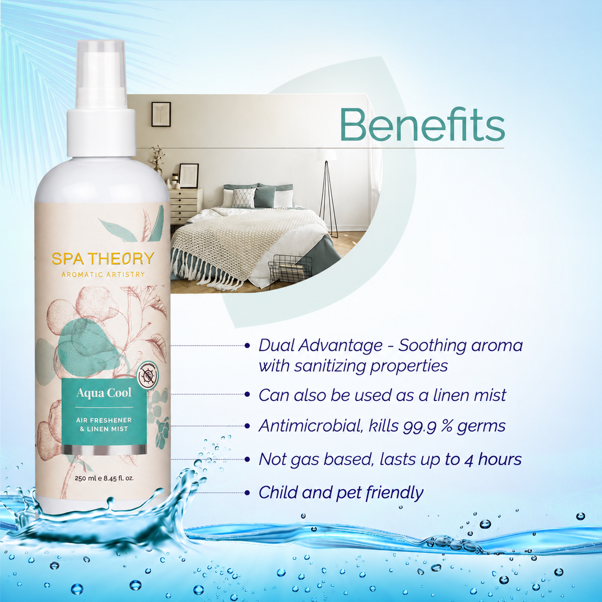 Aqua Cool Green Pear & Mint Leaves Air Freshener & Linen Mist